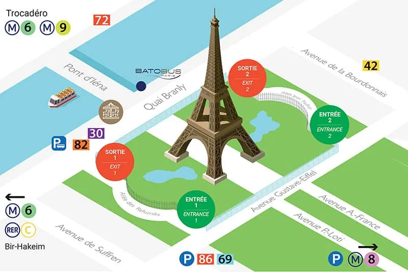 エッフェル塔入り口の地図